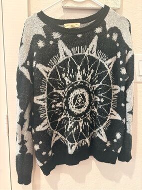 Illuminati Black & Cream Sun Motif Sweater